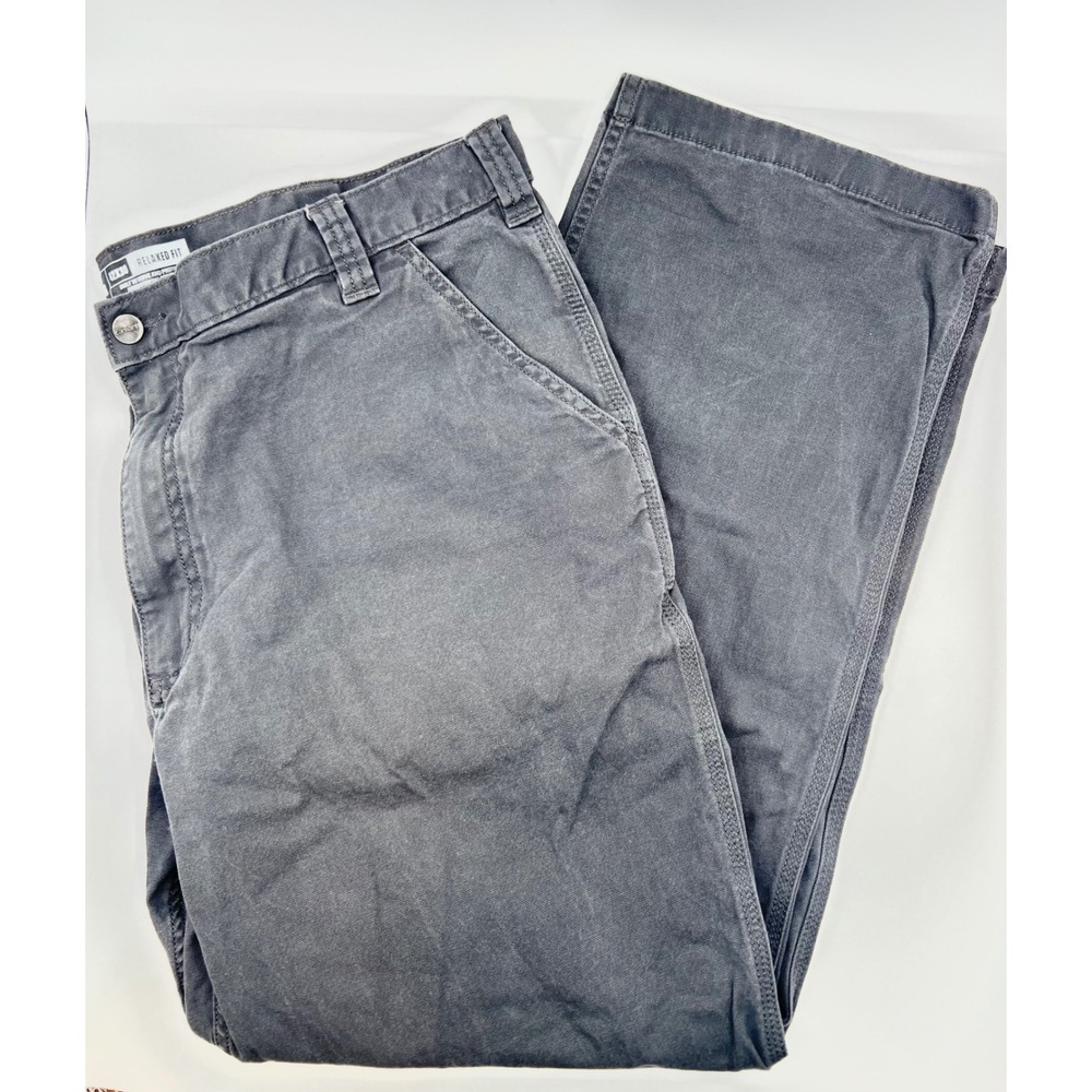Carhartt Rugged Flex Relaxed Fit Carpenter Gray Pants Mens 42x30 Canvas